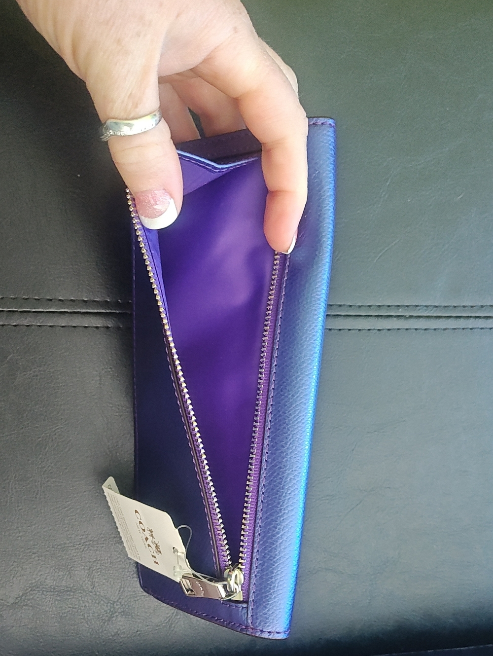 Coach Continental Wallet in SV Metallic Purple Iris - Picture 4 of 6